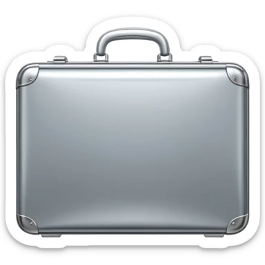 A luxury briefcase emoji made of polished silver chrome, smooth rectangular shape, metallic reflections, minimal high-end design, swag business aesthetic, iOS emoji style, centered, clean white background
 sticker