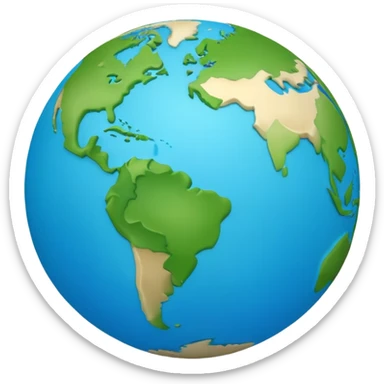 Earth globe with green landmasses creating a stylized 812 pattern, blue background, iOS emoji style, variation of previous design sticker