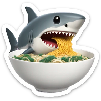 Shark with a ramen noodles sticker
