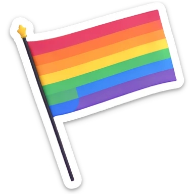 3D emoji style pride flag waving with bright colors sticker