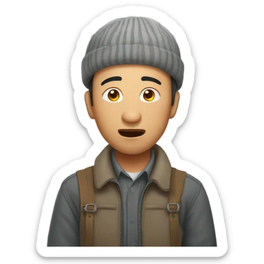 Kyrgyz man have a surprised sticker