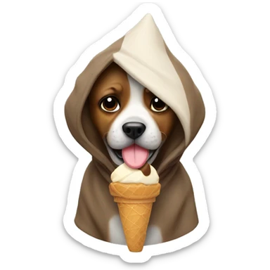 Dog with a ice cream cone and a hoodie sticker