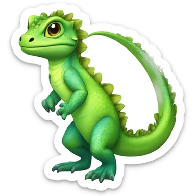 A Cyan Shiny Glossy Anthro-Lizard-Reptile-Salamandrian-Fakémon with dark-blue patterns and light-green belly Full Body sticker