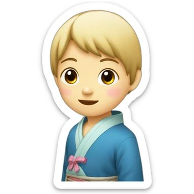 Enfant japonais (style animé) sur le dos d'un héron sticker