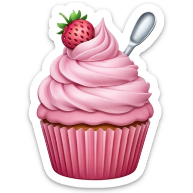 Strawberry cupcake with ice cream scoop style frosting  sticker