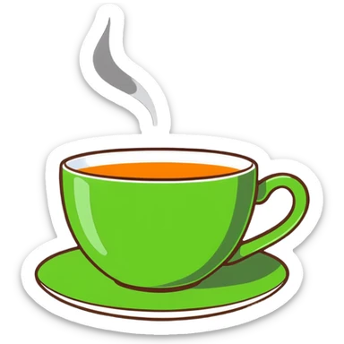 beautiful teacup with hot tea and steam sticker
