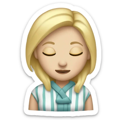 blonde white woman in pjs with eyes closed (full body) sticker