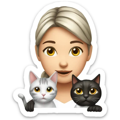 girl with cat on white sticker