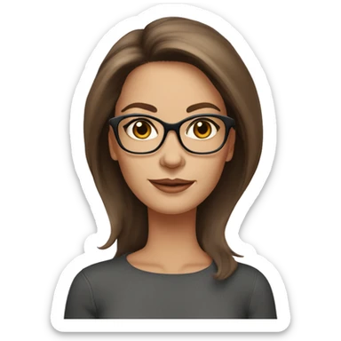 50 years old girl
long brown hair with straight styling
light skin small
glasses with refined frame
Brown eyes with cat eye liner sticker