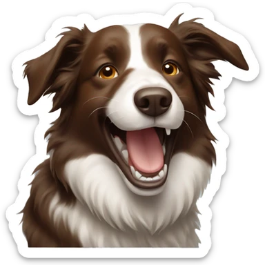 Brown border collie laughing sticker