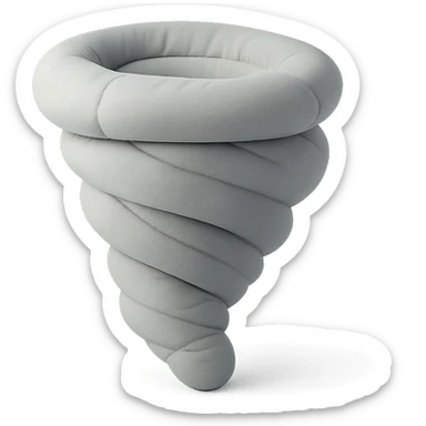 tornado in cushion style, soft plush look, swirling shape sticker
