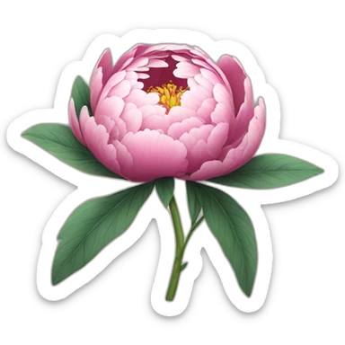 a stylized 2d pencil illustration of a Peony flower sticker