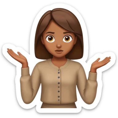 brown-skinned girl with brown hair, shrugging, no uniform sticker