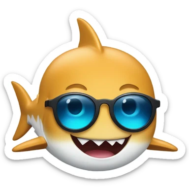 Baby shark with sunglasses playing with a human  sticker
