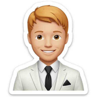 Brian Littrell with white suit, reddish blonde hair sticker