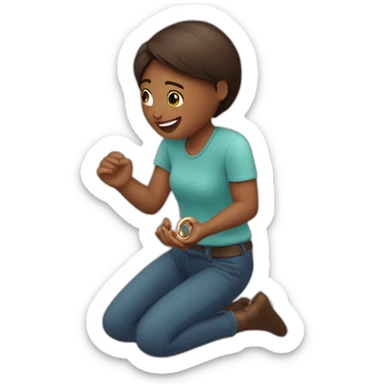 Kneel down propose with a ring to a girl sticker