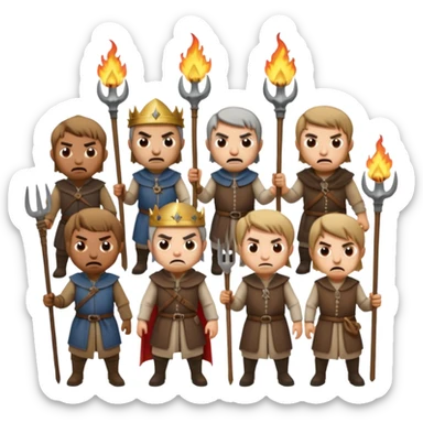 les villageois qui certains ont des fourches + torches (pas des fourches enflammer!) sapé en moyen age sticker