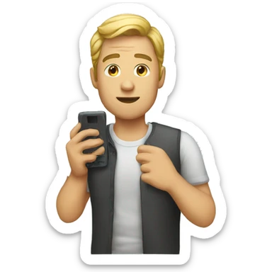 Man take a phone sticker