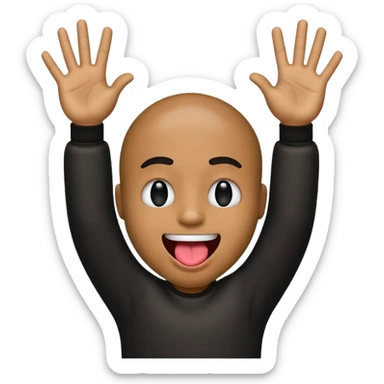 Black emoji sticking out tongue and holding up rockstar hands sticker