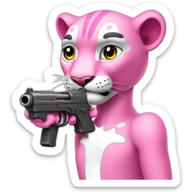 Pink Panther with gun sticker