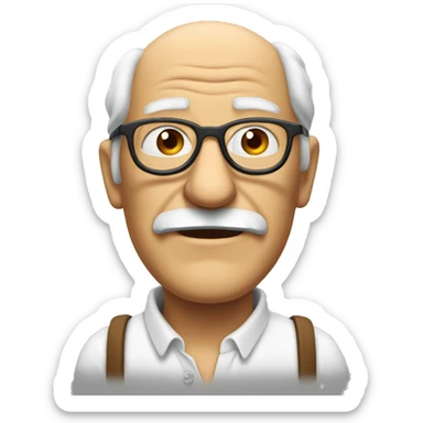 white old man with smoking pipe, glasses on forehead sticker