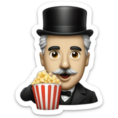Charlie chaplin as a dictator eating popcorn sticker