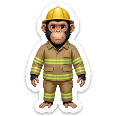 Chimpanzee firefighter tanfong sticker