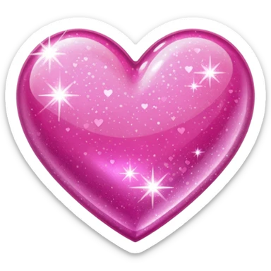 glitter pink heart sticker
