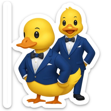 Change the suit to blue, keep the yellow duck gentlemanly, in apple emoji style, with no background. sticker