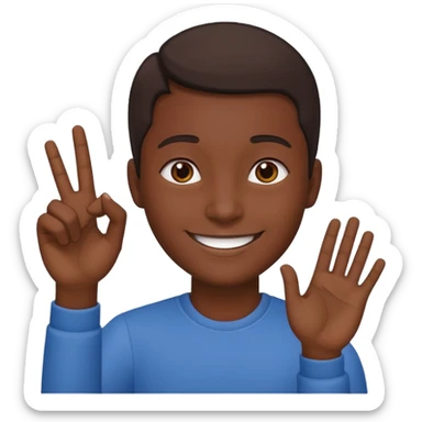 Que este 🙋🏾emoji envés que saludé haga con mano la forma de L sticker