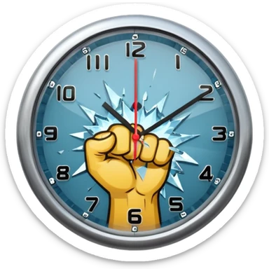 a fist punching clock sticker