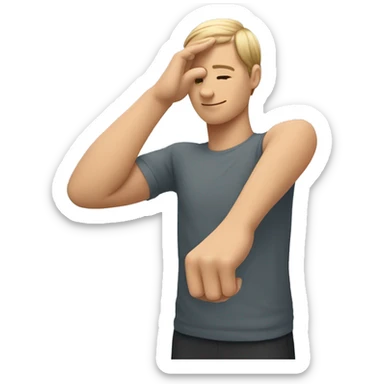 Arm stretching foward, person presented facing sideways arm should be slightly above shoulder level  sticker