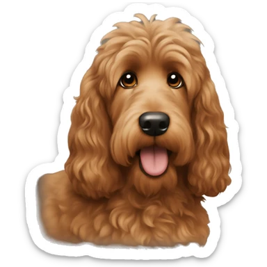Large Brown goldendoodle and black and tan longhair dachshund together  sticker