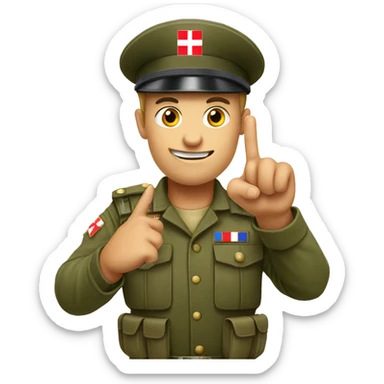 A croatian soldier holding up TWO fingers sticker