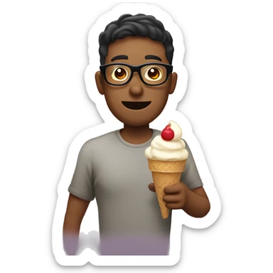 guy with glasses eats ice cream and drinks wine sticker