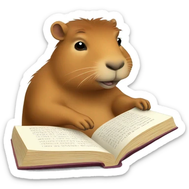 Capybara reading a book  sticker