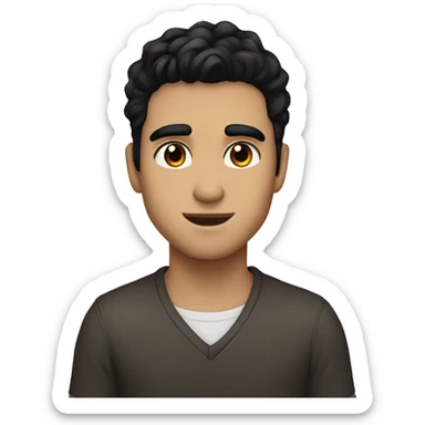 handsome boy with black hair and brown eyes dark lashes sticker