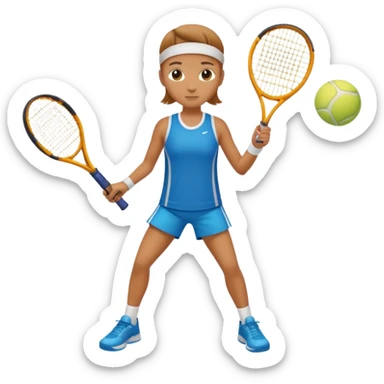 High resolution full body of a tennis player with just a one racket  sticker