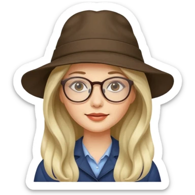 hatted womanwith glasses and long hair sticker