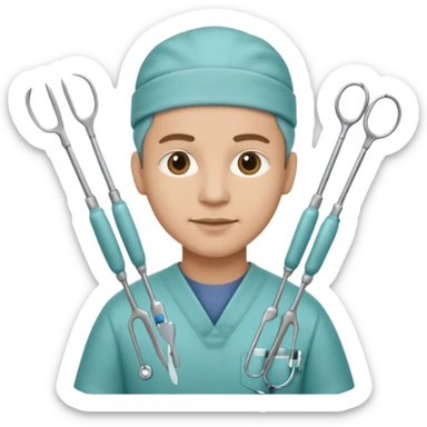 neurosurgeon with multiple surgical tools sticker
