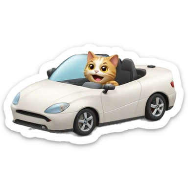 cat driving a fast car sticker
