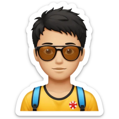 Lifeguard Teenager with Black messy hair  sticker