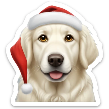 White golden retrievers with Santa hat  sticker