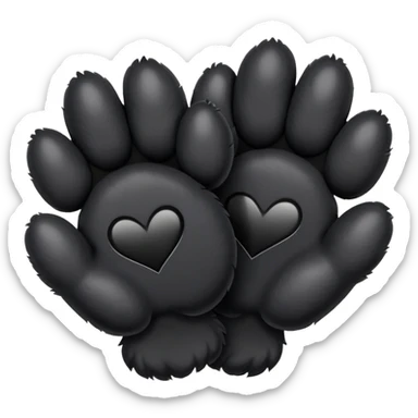 two black puppy paws with a black heart around them sticker
