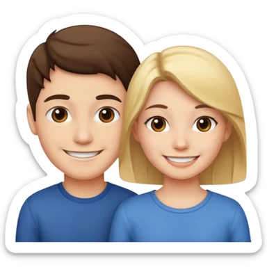 Girl emoji behind boy emoji sticker