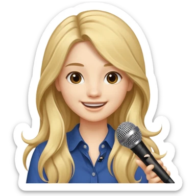 Singer Young woman – long hair, around 20s, holding microphone close sticker