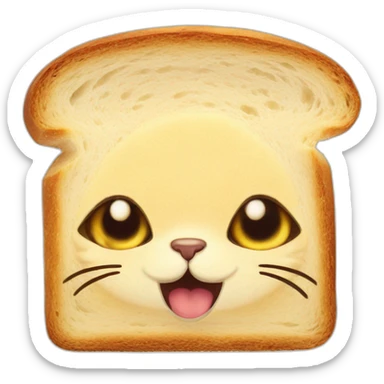 cat face in a slice of bread sticker