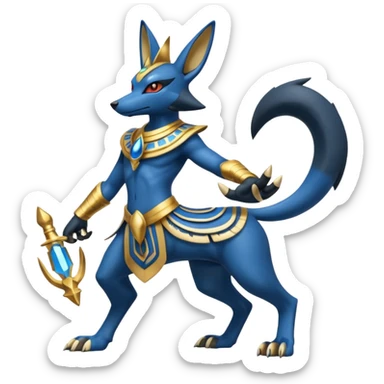 Shiny Shamanic Divine Ethereal Realistic Cool Lucario-Anubis full body sticker