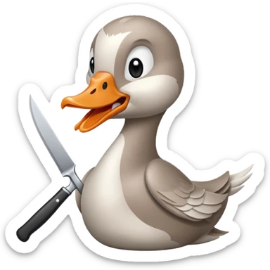 goose biting knife menace sticker