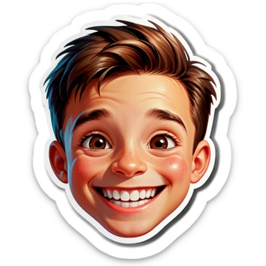 realistic smiley boy portrait sticker